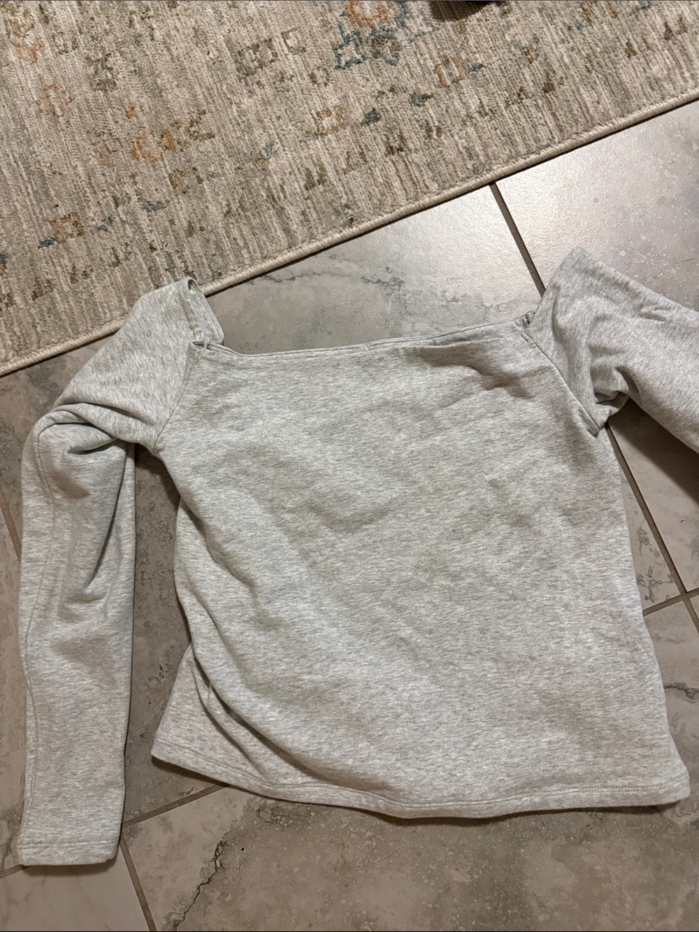 Light Gray Off-Shoulder Long Sleeve Top